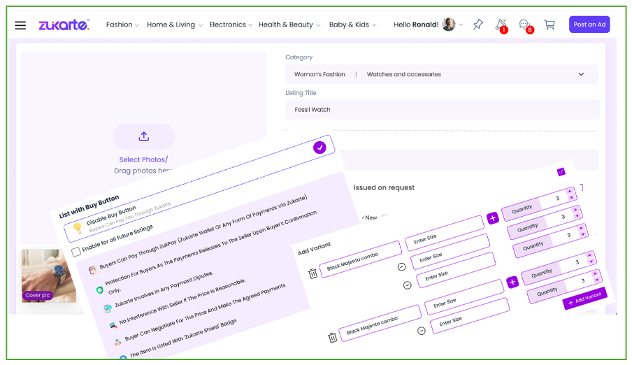 Creating a product listing on Zukarte
